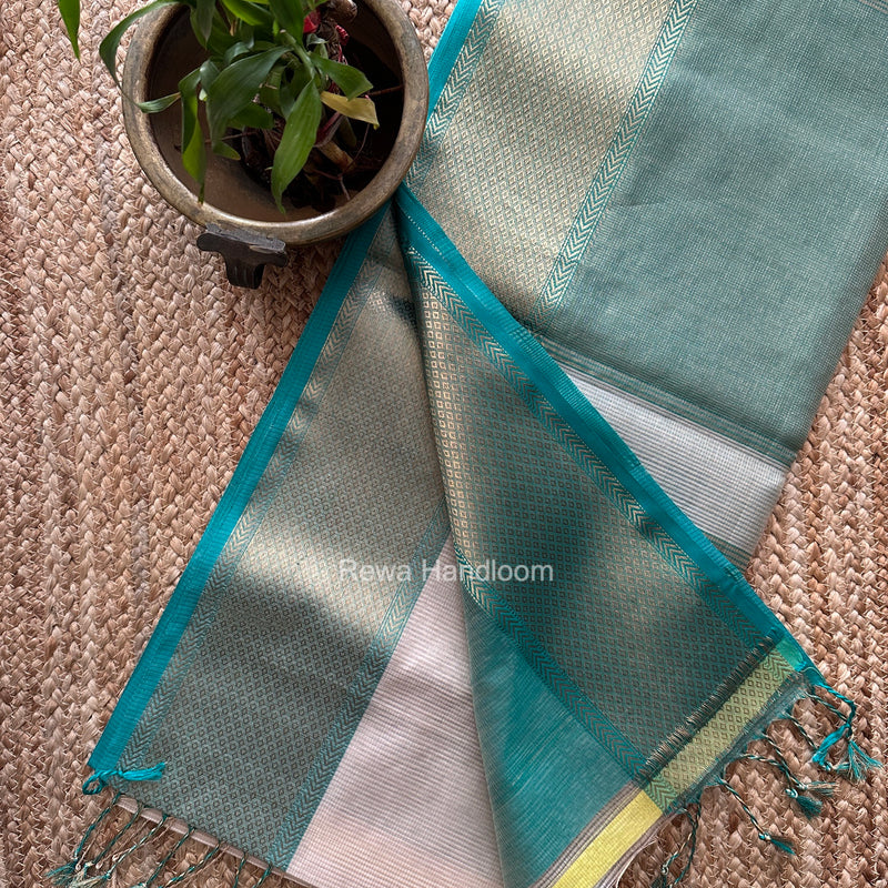 Exclusive Maheshwari Off White Tissue Silk Saree ZTS0200