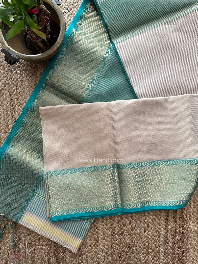 Exclusive Maheshwari Off White Tissue Silk Saree ZTS0200