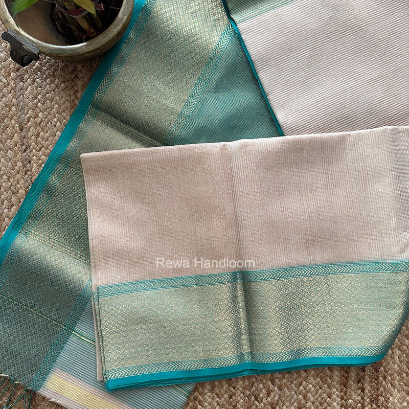 Exclusive Maheshwari Off White Tissue Silk Saree ZTS0200