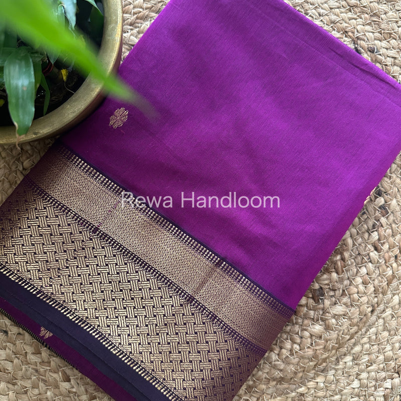 Dark Purple Zari Butti Maheshwari Saree JBS02