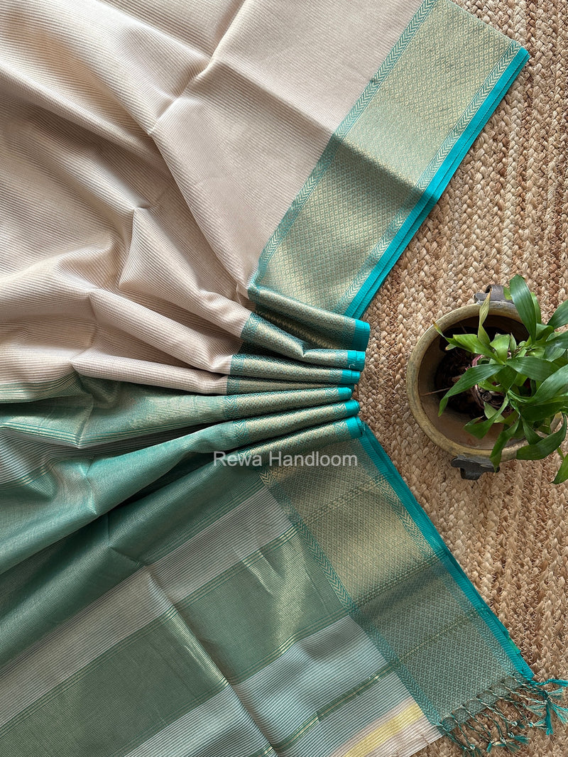 Exclusive Maheshwari Off White Tissue Silk Saree ZTS0200