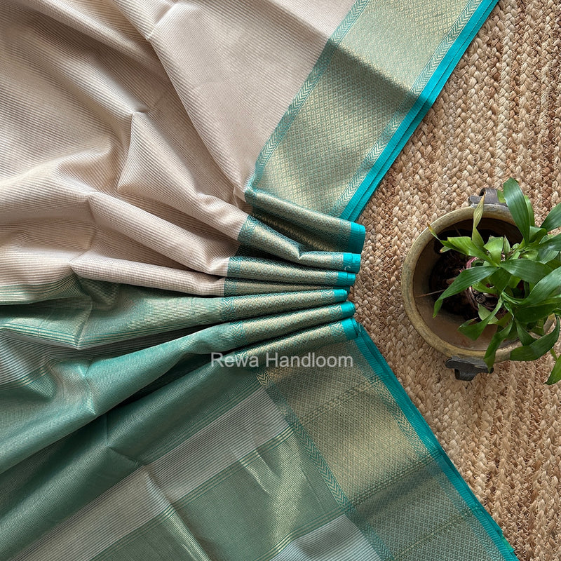 Exclusive Maheshwari Off White Tissue Silk Saree ZTS0200