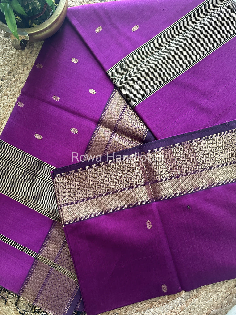  Magenta Zari Butti ~ Maheshwari Saree-JBS02