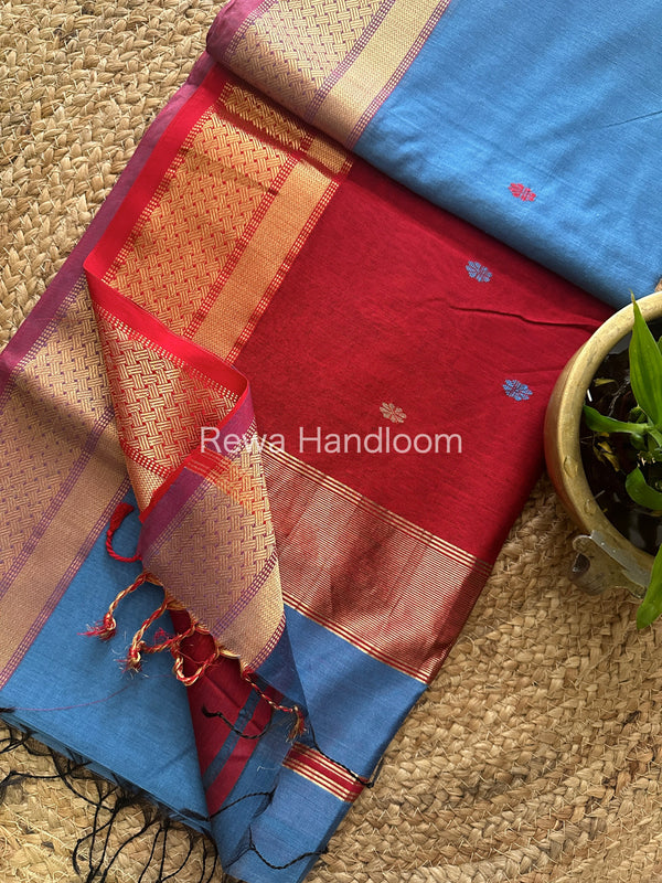  Zari Butti Maheshwari Saree