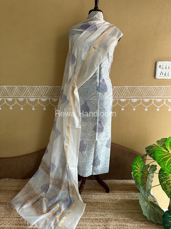 Maheshwari Handblock Print Top-Dupatta