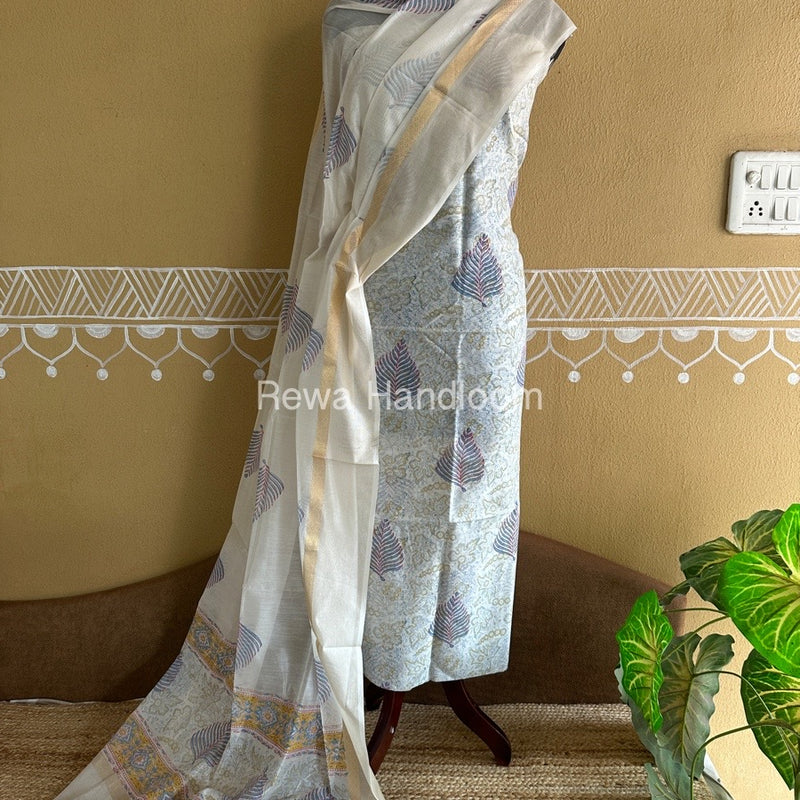 Maheshwari Handblock Print Top-Dupatta
