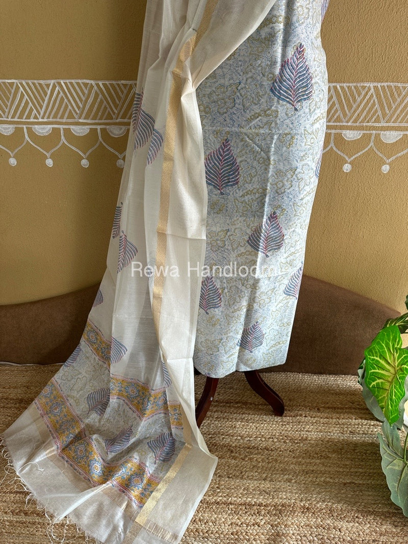 Maheshwari Handblock Print Top-Dupatta