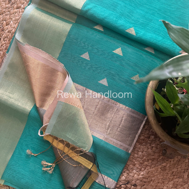 Rama Green Zari Butti ~ Maheshwari Saree-SB12