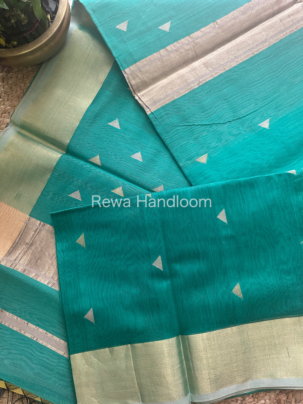 Firozi Zari Butti ~ Maheshwari Saree-SB10