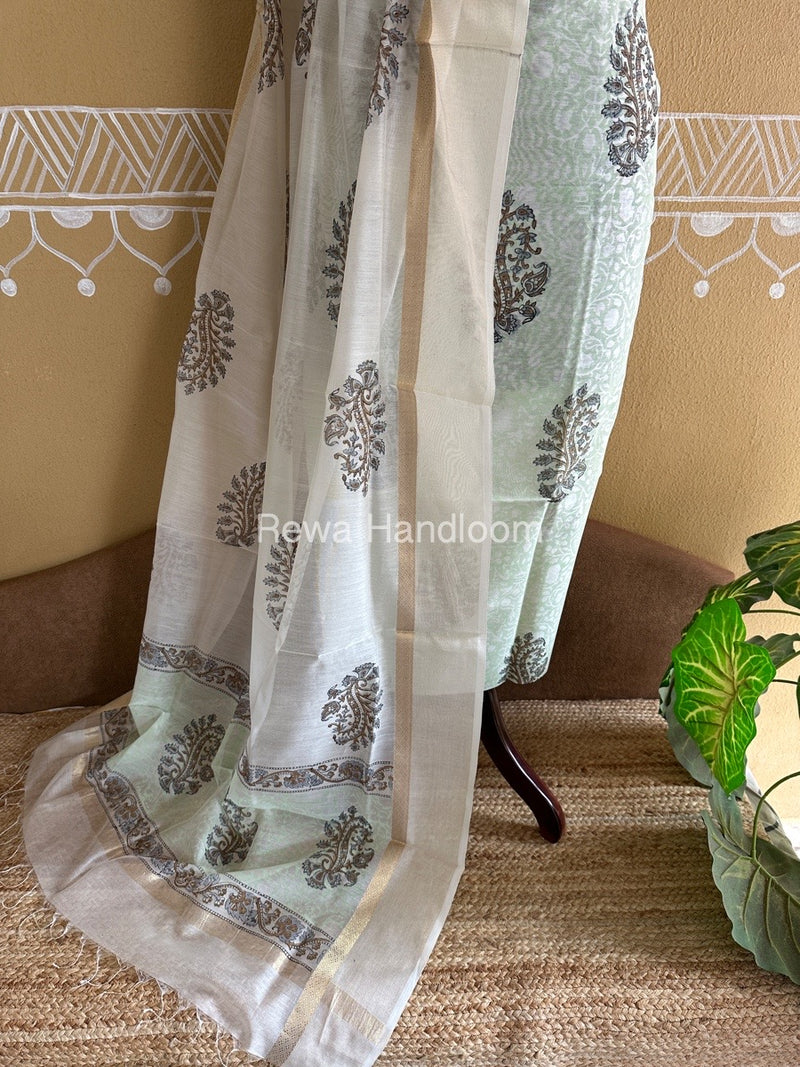 Maheshwari Handblock Print Top-Dupatta