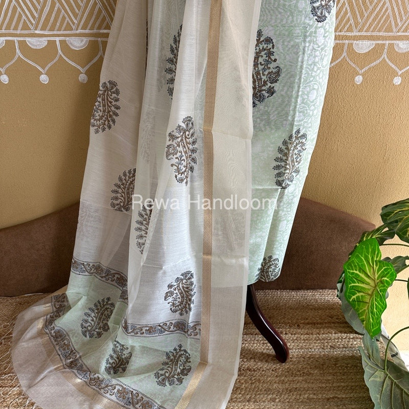 Maheshwari Handblock Print Top-Dupatta