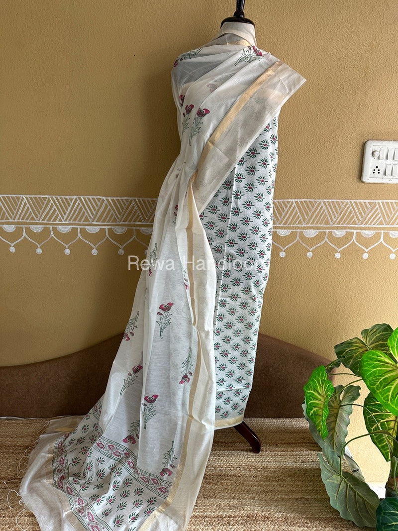Maheshwari Handblock Print Top-Dupatta