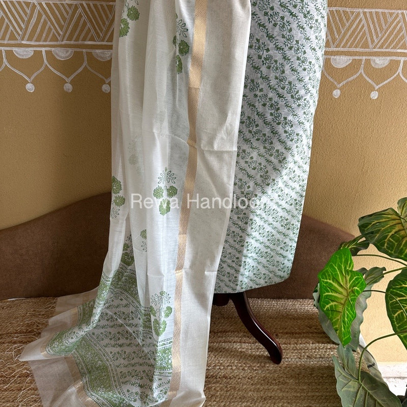 Maheshwari Handblock Print Top-Dupatta