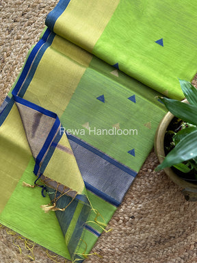 Parrot Green Zari Butti ~ Maheshwari Saree-SB26