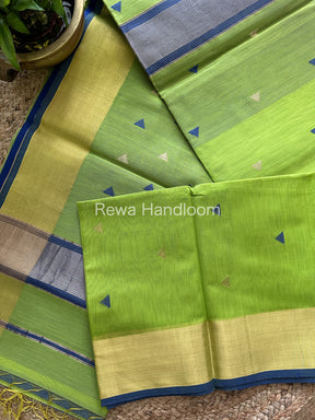 Parrot Green Zari Butti ~ Maheshwari Saree-SB26