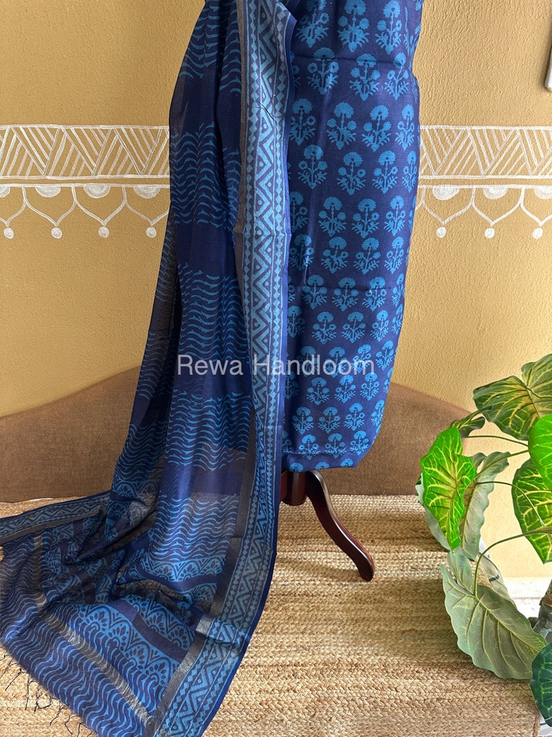  Batik Print Silk Top-Dupatta