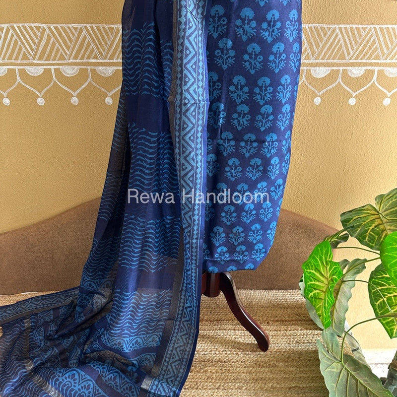  Batik Print Silk Top-Dupatta