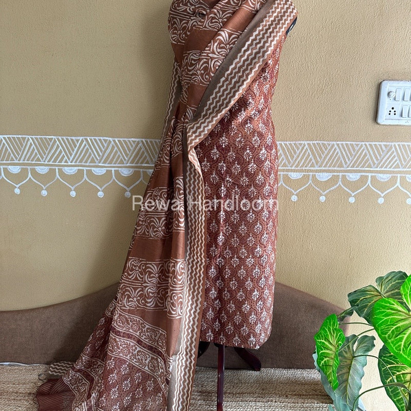 Batik Print Silk Top-Dupatta