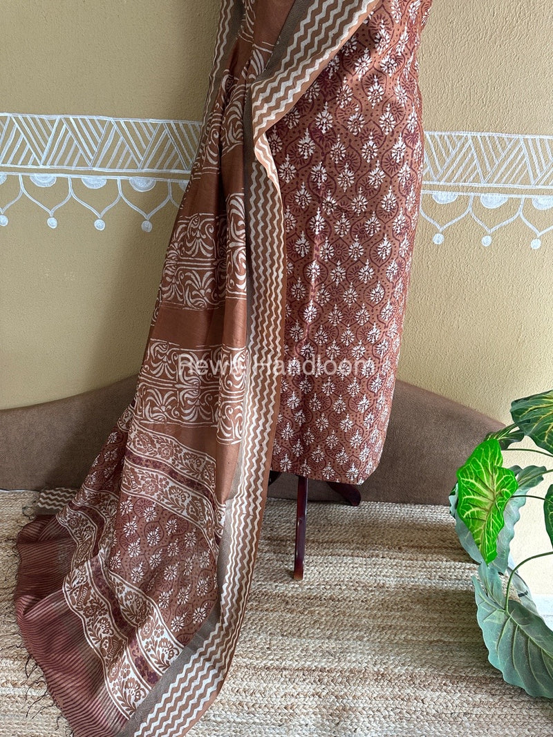  Batik Print Silk Top-Dupatta