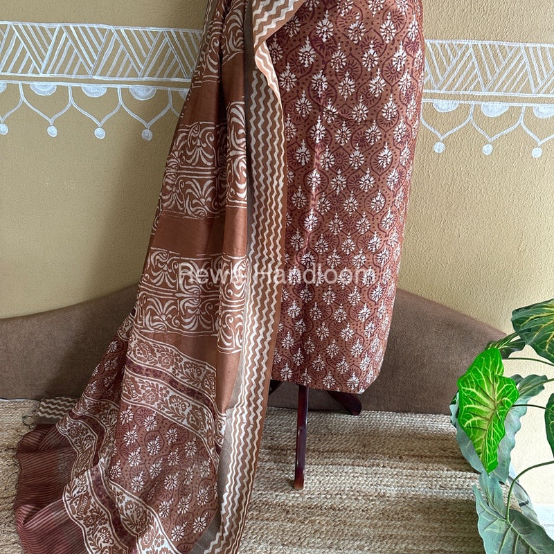  Batik Print Silk Top-Dupatta