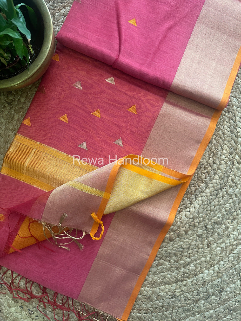 Onion Zari Butti ~ Maheshwari Saree-SB23