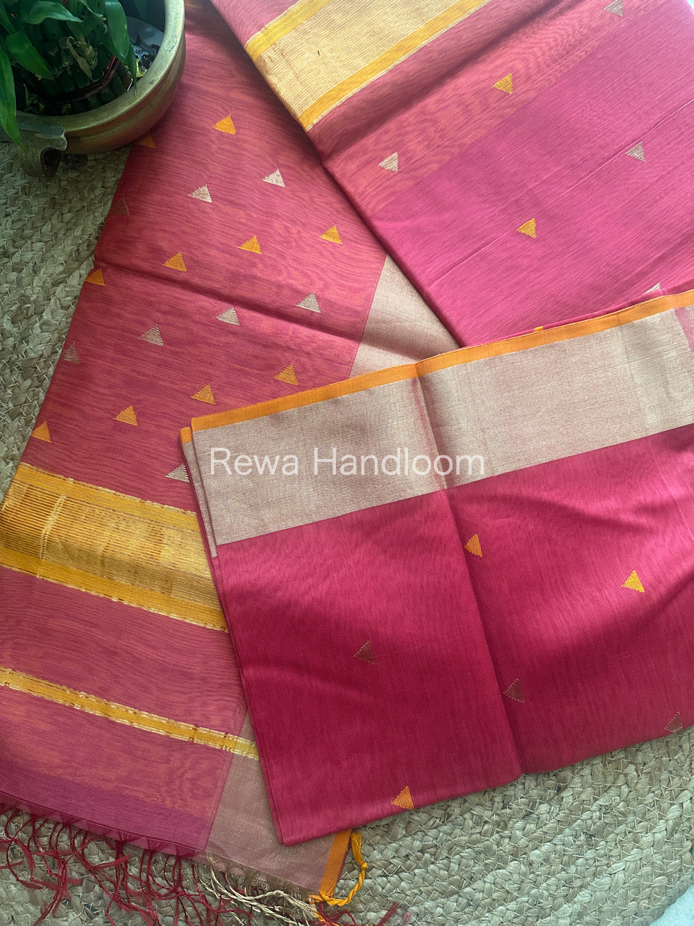 Onion Zari Butti ~ Maheshwari Saree-SB23