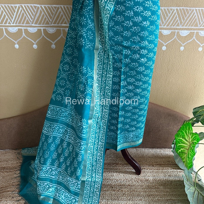  Batik Print Silk Top-Dupatta