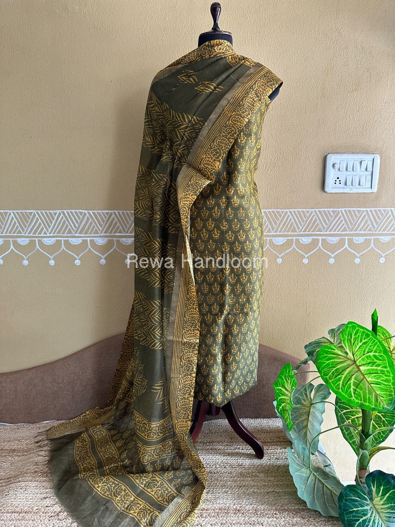  Batik Print Silk Top-Dupatta