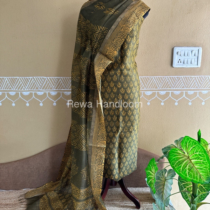  Batik Print Silk Top-Dupatta