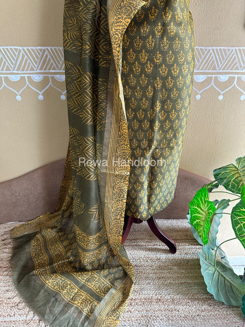  Batik Print Silk Top-Dupatta