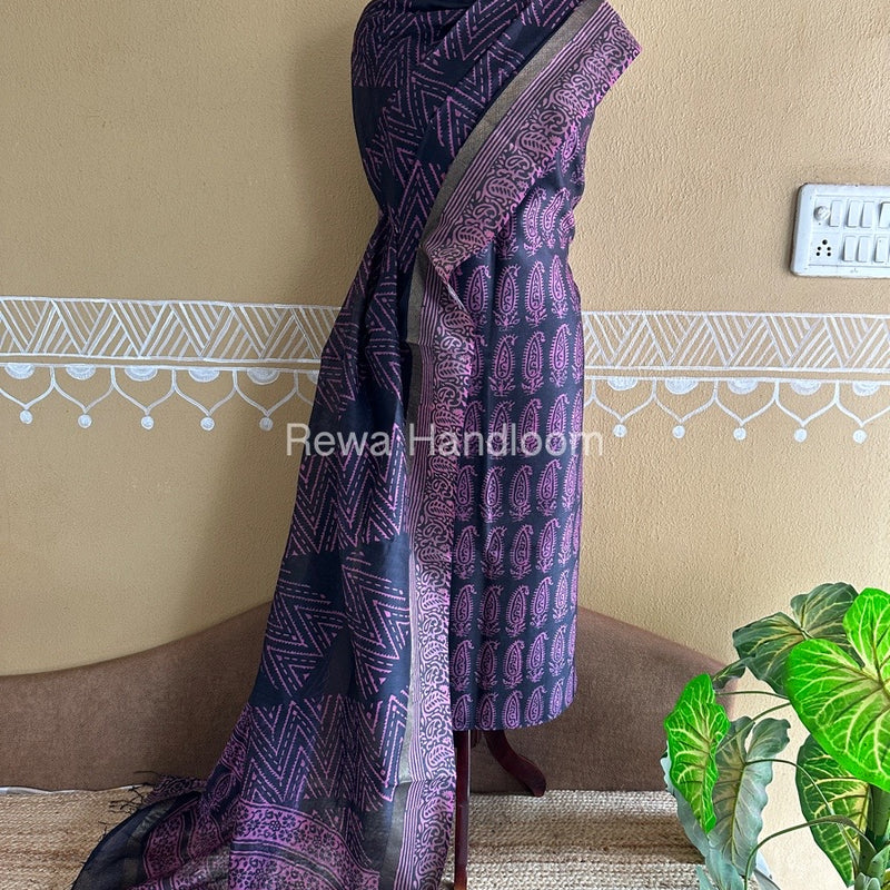  Batik Print Silk Top-Dupatta