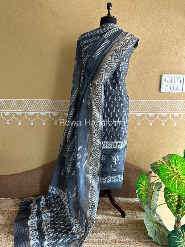  Batik Print Silk Top-Dupatta