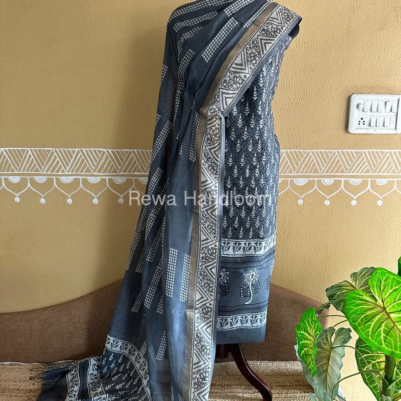  Batik Print Silk Top-Dupatta