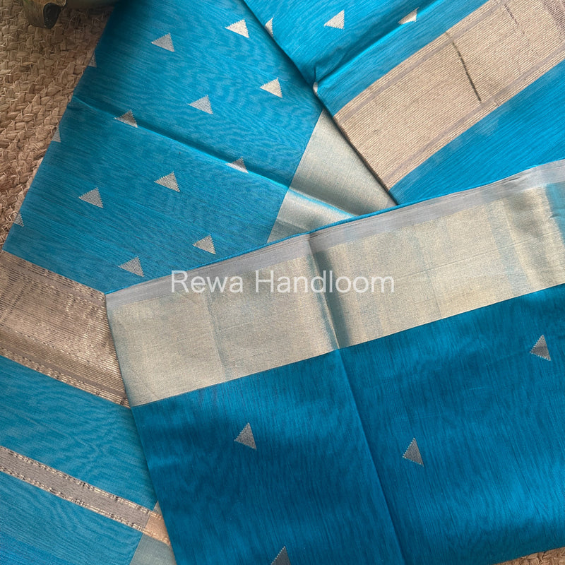Firozi Zari Butti ~ Maheshwari Saree-SB13