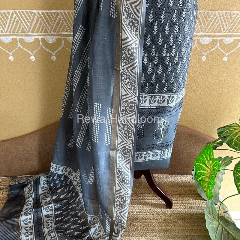  Batik Print Silk Top-Dupatta