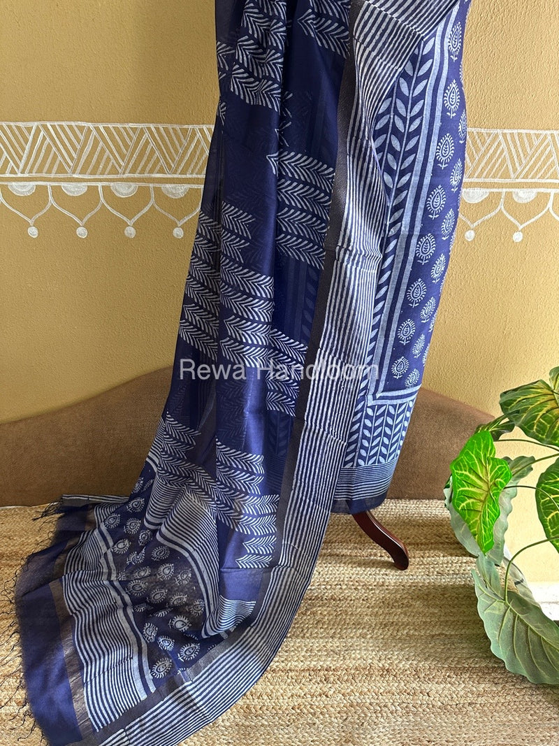  Batik Print Silk Top-Dupatta