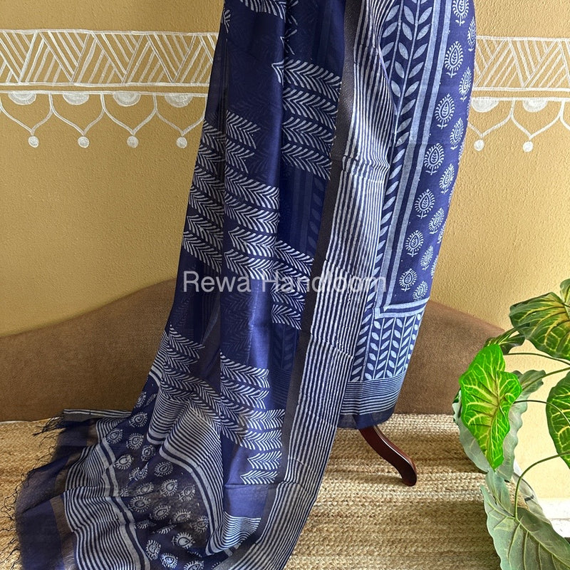  Batik Print Silk Top-Dupatta