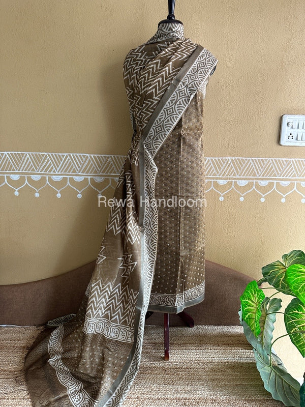  Batik Print Silk Top-Dupatta