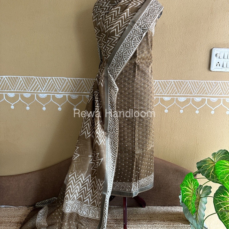  Batik Print Silk Top-Dupatta