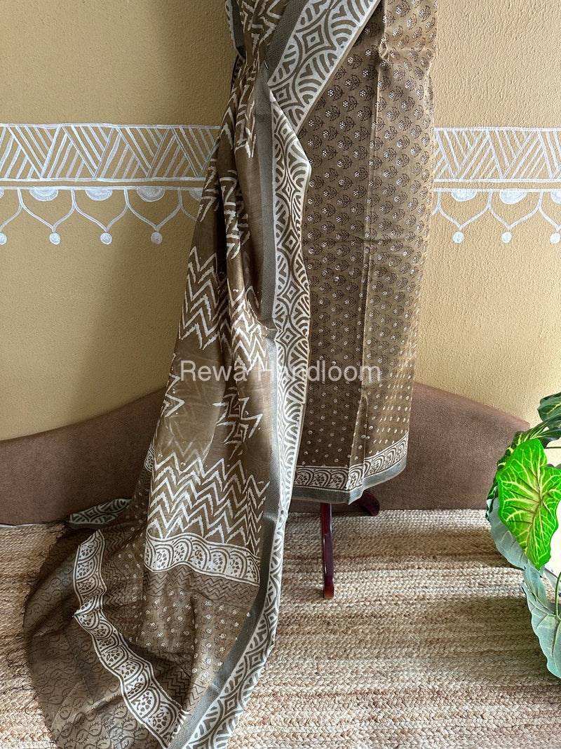  Batik Print Silk Top-Dupatta