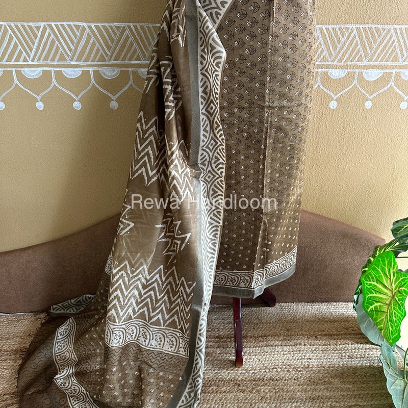  Batik Print Silk Top-Dupatta