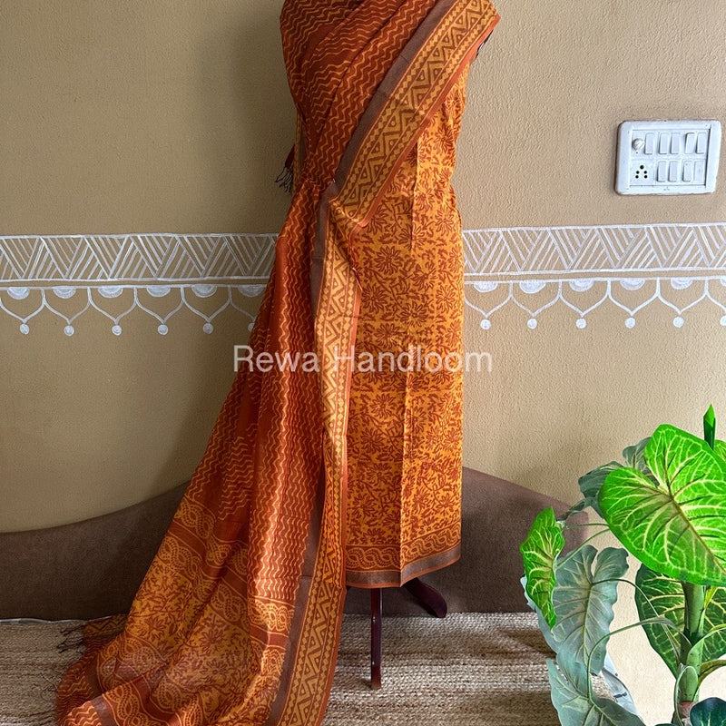  Batik Print Silk Top-Dupatta