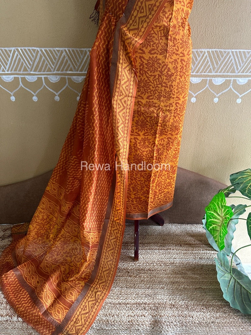  Batik Print Silk Top-Dupatta