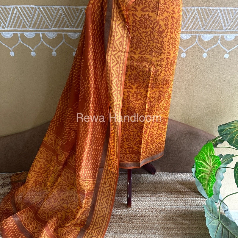  Batik Print Silk Top-Dupatta