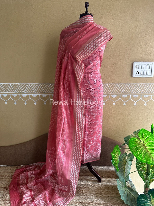  Batik Print Silk Top-Dupatta