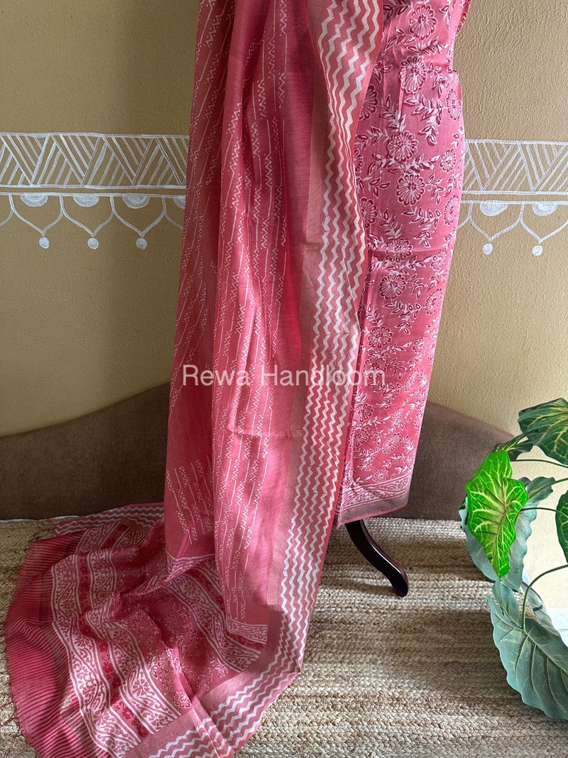  Batik Print Silk Top-Dupatta