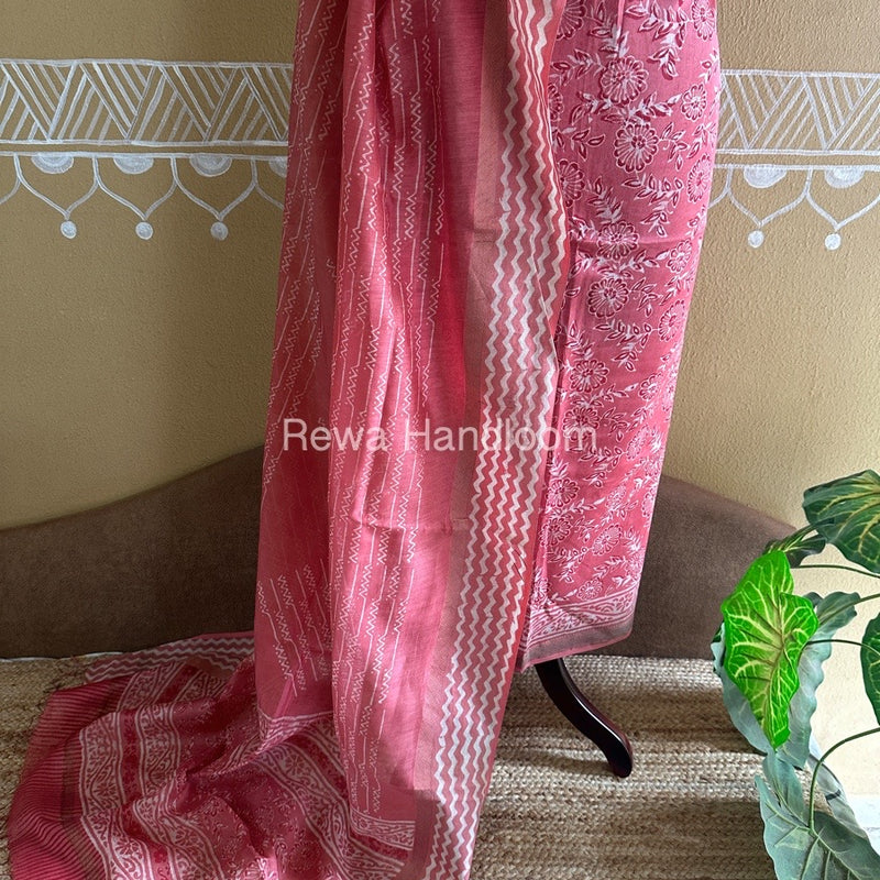  Batik Print Silk Top-Dupatta