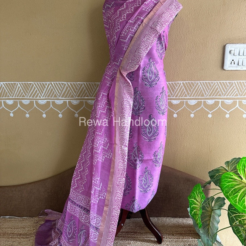  Batik Print Silk Top-Dupatta