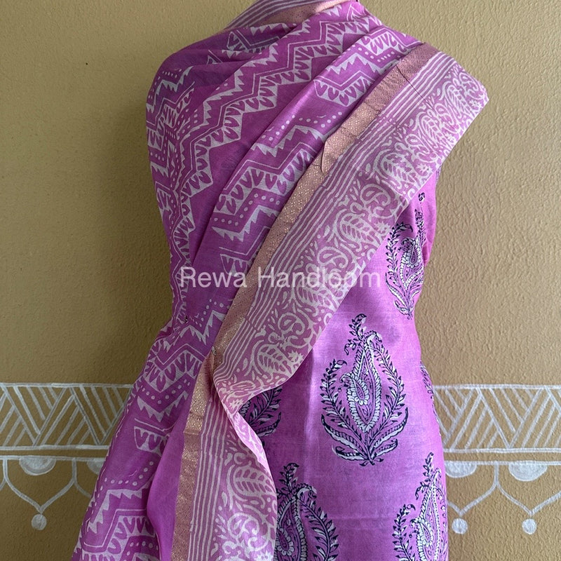 Pink Batik Print Silk Top-Dupatta BPSD01