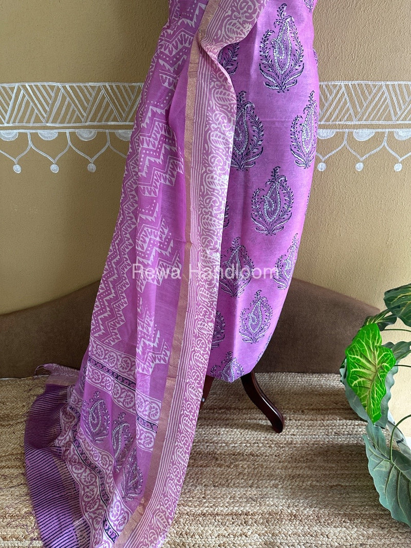  Batik Print Silk Top-Dupatta